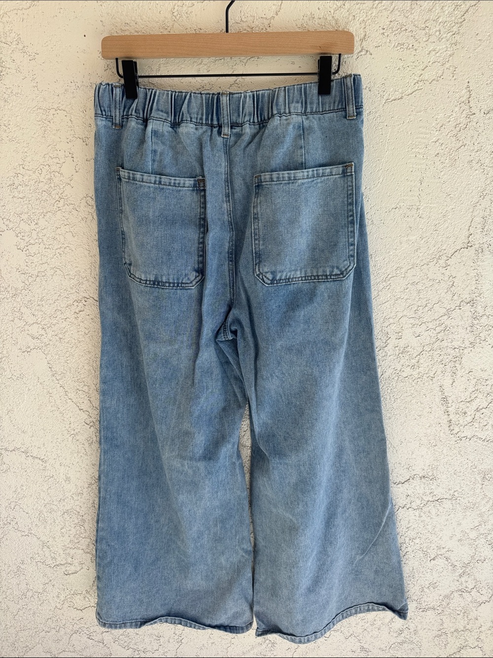 Cider Light Blue Relaxed Drawstring tie Denim wide leg Jeans for women size XL - Picture 3 of 6